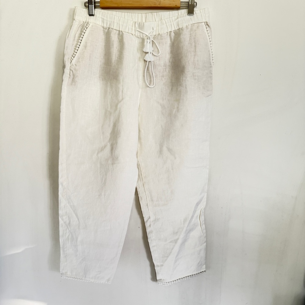 Talbots Womens White Linen Capri Pants Size 10